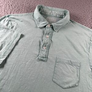 Faherty Sunwashed Polo Mens M Organic Cotton Short Sleeve Pocket Green Casual‎
